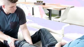 Muscular gay Spencer Laval breeding roughly after blowjob