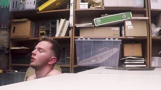 Shoplifting inked boy cums while getting his ass slammed