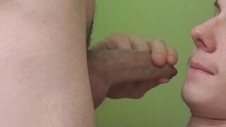 Young dude loves jerking his friend and his wide hairy cock