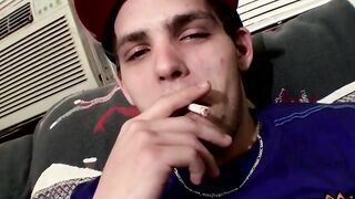 Sexy twinks Drac and Nolan jerking off while smoking cigars