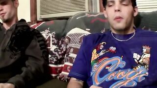 Sexy twinks Drac and Nolan jerking off while smoking cigars