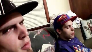 Sexy twinks Drac and Nolan jerking off while smoking cigars