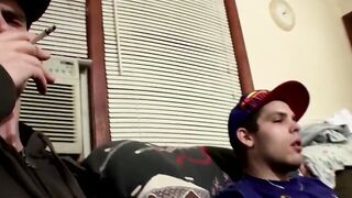 Sexy twinks Drac and Nolan jerking off while smoking cigars