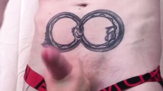 Handcuffed and blindfolded slave gives amazing handjob