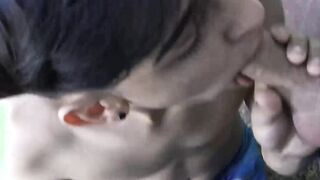 Young Latino tastes dick first time ever in threesome