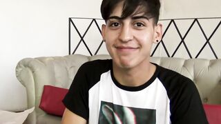 Barely legal Latino twink takes on massive POV cock