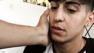 Barely legal Latino twink takes on massive POV cock