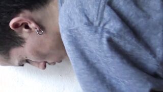 Straight guy with piercing has first time gay sex