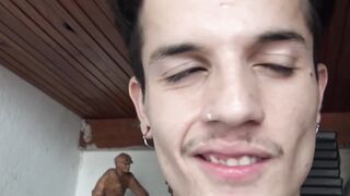 Straight guy with piercing has first time gay sex