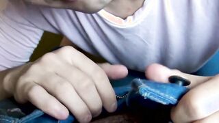 Turned gay latino blows dick before POV bareback and facial
