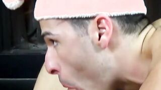 Cute gay has his cock sucked and his ass pounded balls deep