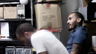 Latino jock thief barebacked in office threesome