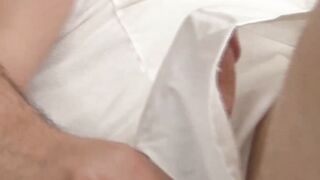 Gay twinks are making out in bed before having hot anal too