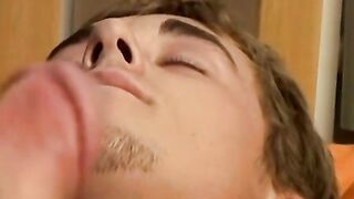 Smooth pantie lover rubbing his hard young cock