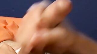 Smooth pantie lover rubbing his hard young cock