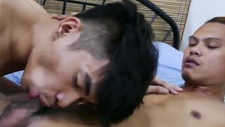 Toe sucking Asian twinks sucking and hard anal plowing