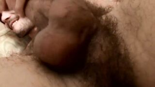 Hairy straight thug solo masturbate and cum blasts