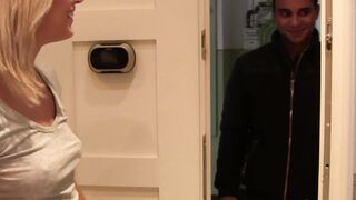 Barely legal blonde slobbers on hard cock before riding it