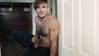 Hairy stud Donte Thick jerks off big dicked stepbro Dante Colle