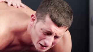 Johnny bends Drake Tyler over an exercise ball and fuck him