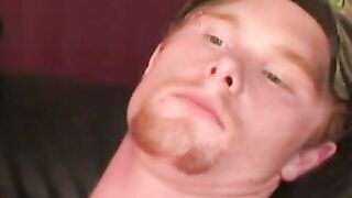 Ginger amateur tugging his long fat cock and blasting cum