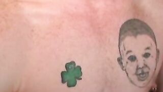 Ginger amateur tugging his long fat cock and blasting cum