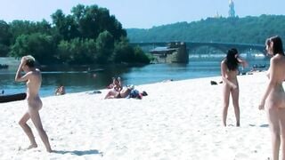 Hot nudist girl filmed by a voyeur with a hidden camera