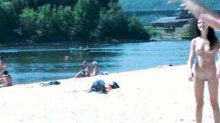 Hot nudist girl filmed by a voyeur with a hidden camera