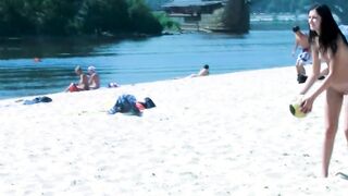 Hot nudist girl filmed by a voyeur with a hidden camera
