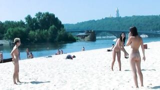 Hot nudist girl filmed by a voyeur with a hidden camera