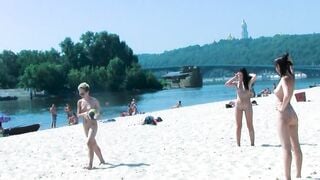 Hot nudist girl filmed by a voyeur with a hidden camera