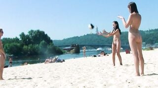 Hot nudist girl filmed by a voyeur with a hidden camera