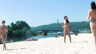Hot nudist girl filmed by a voyeur with a hidden camera