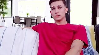 Jade Kimiko is on the phone while her new stepbrother, Parker Ambrose, is trying to view TV. Dressed in just