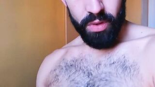 Bearded Latino Gustavo riding tattooed homo Milo big cock