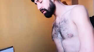 Bearded Latino Gustavo riding tattooed homo Milo big cock
