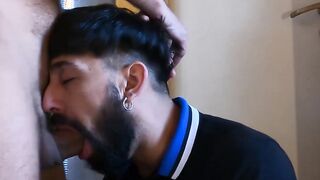 Bearded Latino Gustavo riding tattooed homo Milo big cock