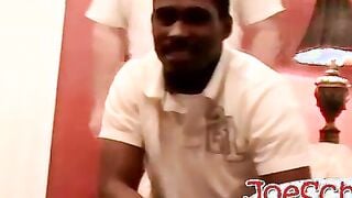 White dude gets a black dick burried deep inside his asshole