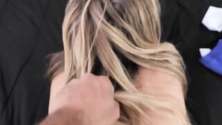 Inked blonde MILF Natasha Starr deepthroating big hard cock