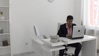 Naughty secretary Lady Dee riding boss cock after sucking it