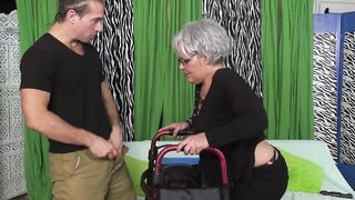 Big ass granny gets dicked from behind by a young pervert