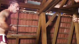 Blonde jock Max Trey drilled hard by hung wrestling partner