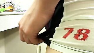 Hung butt buddy plays with his dick in his underwear solo