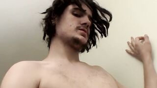 Small dicked rhasta wanks off his hairy cock and cums