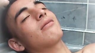 Latino boyfriends bareback banging in the bath tub