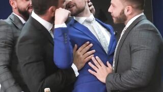 Naughty hunk Drew Dixon double penetrated by coworkers