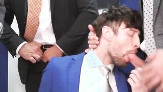 Naughty hunk Drew Dixon double penetrated by coworkers