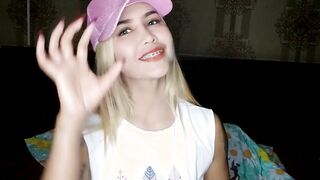 Blue eyed Asian teen fucked herself