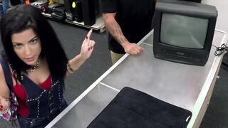 Attractive lady makes a sweet deal fucking the pawnbroker