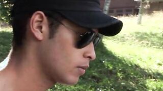 Two Latinos and a white guy fuck in bareback threesome